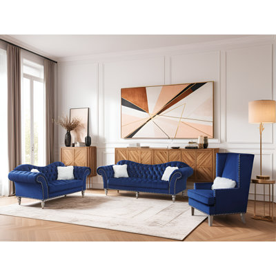 Monieke Dark  Velvet 3pc Living Room Set