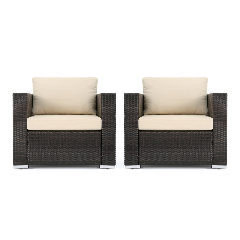 Haryss Wicker Outdoor Lounge Chair, Beige