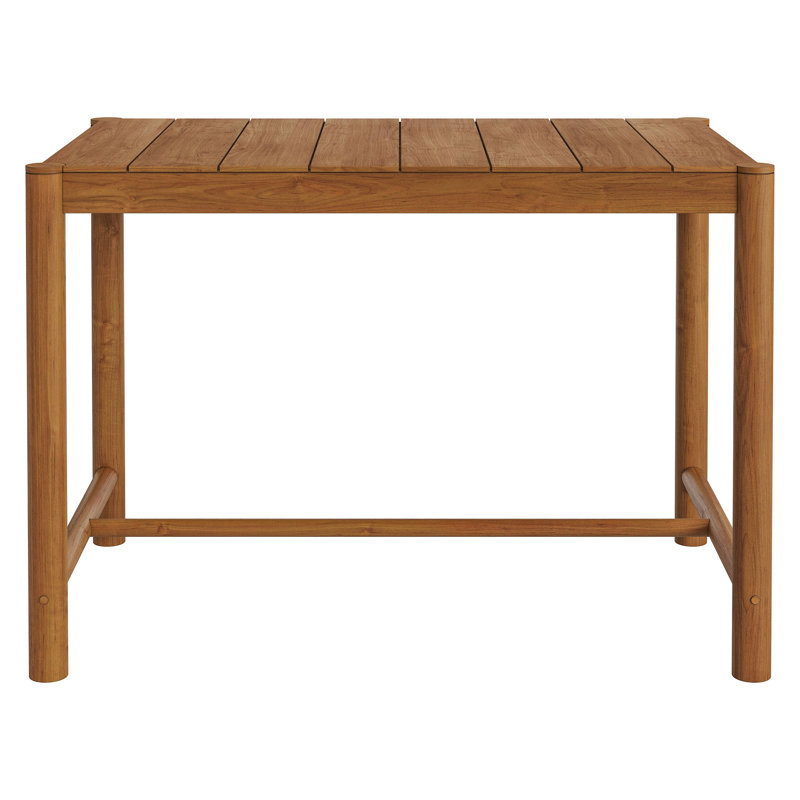 Table de bar rectangulaire d'extérieur en bois de teck Akeya, Brown