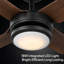 Ventilateur de plafond intérieur / extérieur 56 po Burslem avec lumière et télécommande, DEL à changement de couleur, 6 vitesses, 4 pales, moteur à courant continu silencieux - noir mat avec pales en bois brun foncé-696837146-696837144
