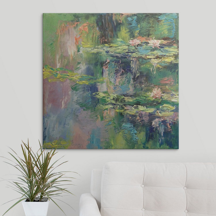 «Driton Water Lilies» par Michael Creese, reproduction d'art, H 35 po x l 35 po x P 1,5 po, Toile