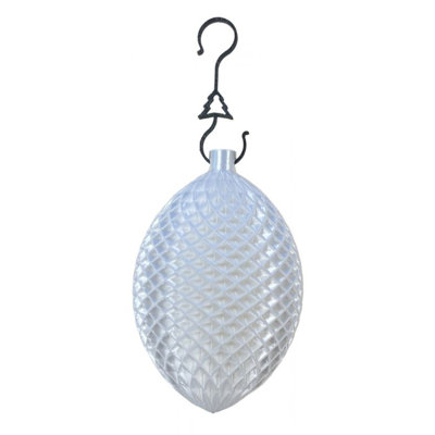 3D Printed White Diamond Pattern Egg Shaped Ornament