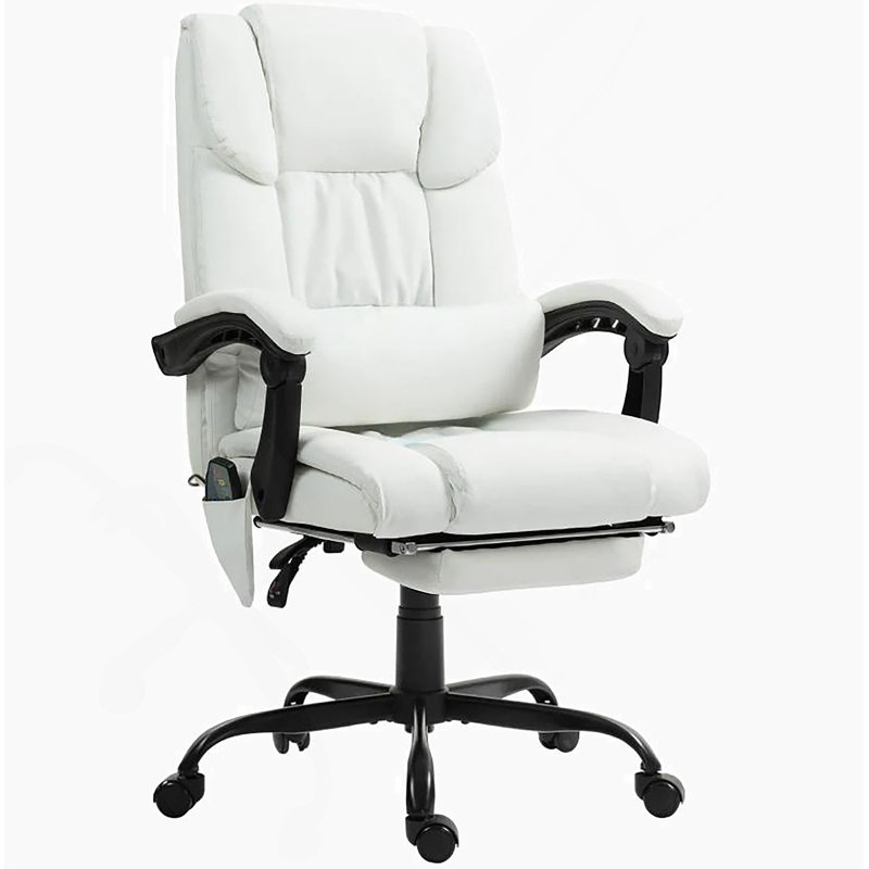 Fauteuil de massage avec 6 points vibrants, fauteuil inclinable à dossier haut avec repose-pieds et télécommande, pour la maison et le bureau