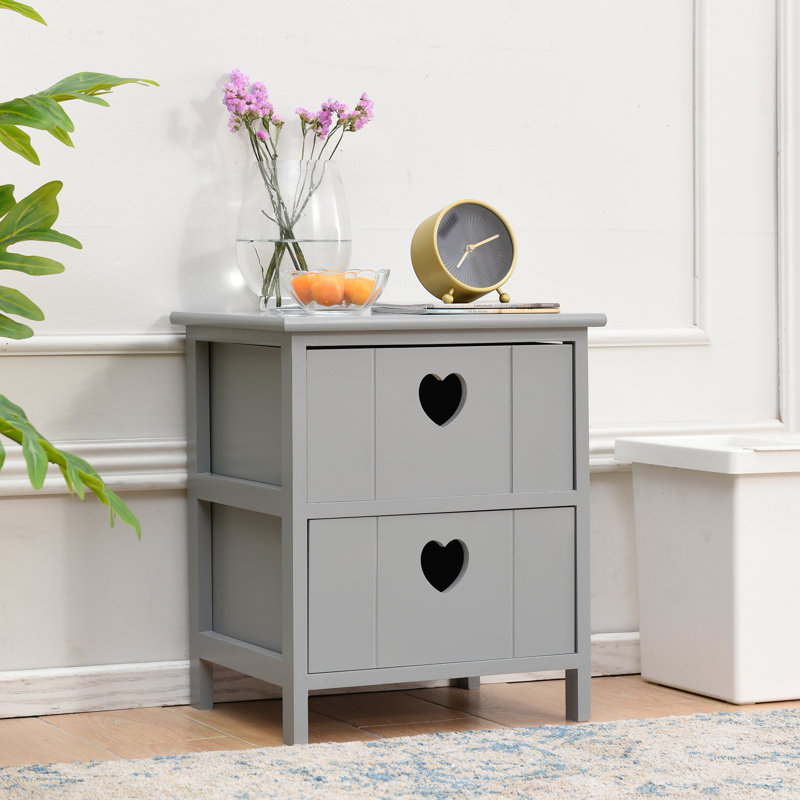 Krebs 2 Drawer Bedside Table, Grey