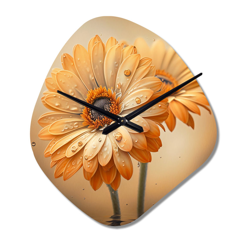 Horloge murale asymétrique en métal orange et blanc Daisy'S I - Daisy, Petit