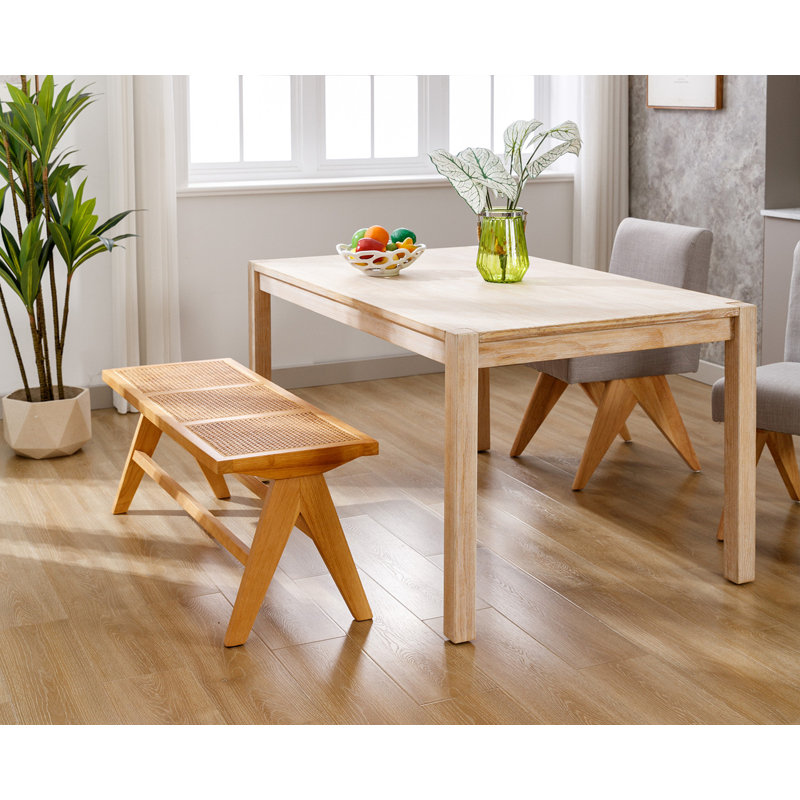 Tavione Storage Bench, Beige, Natural Wood