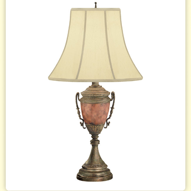Lampe de table en métal peint à la main avec tasse de toile peinte 32 po