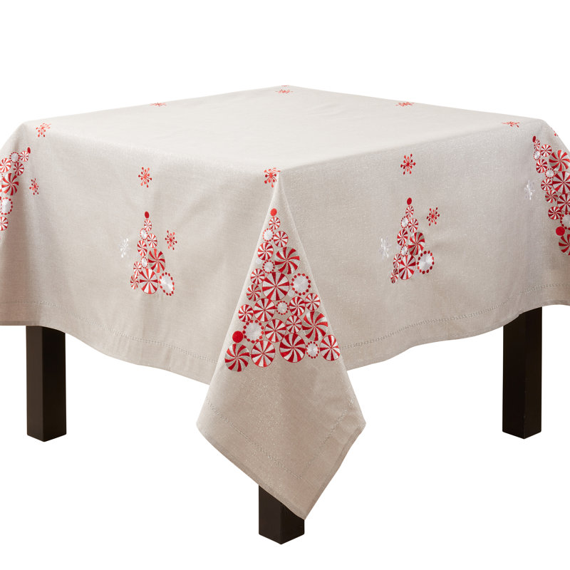 Square_Tablecloth With Peppermint Christmas Tree Design