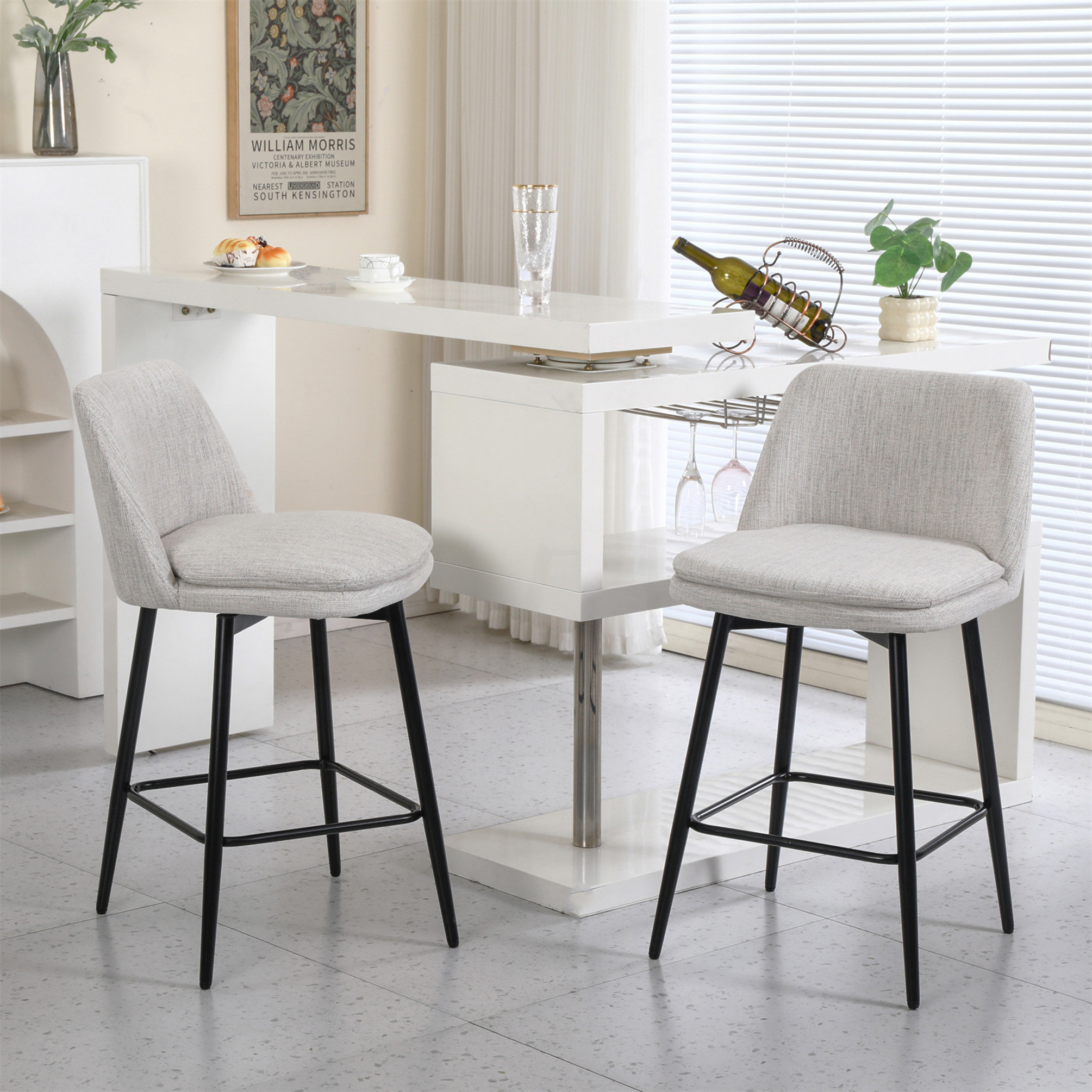 Latitude Run® Counter Height Swivel Bar Stools Set Of 2, 360° Swivel ...