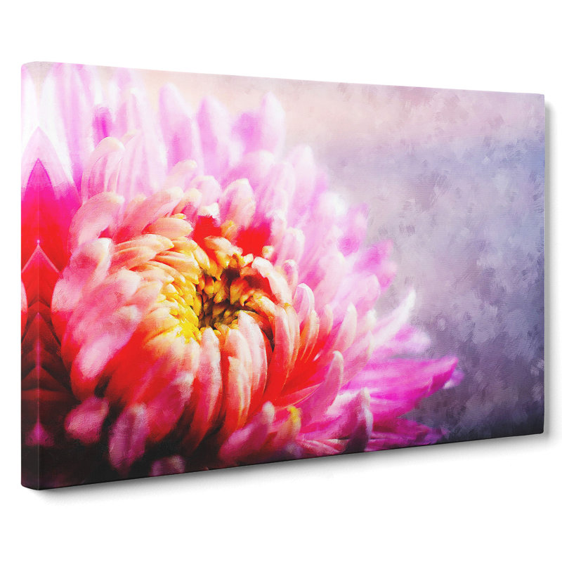 Pink Chrysanthemum Flower - Wrapped Canvas, 50cm H x 76cm W x 3cm D