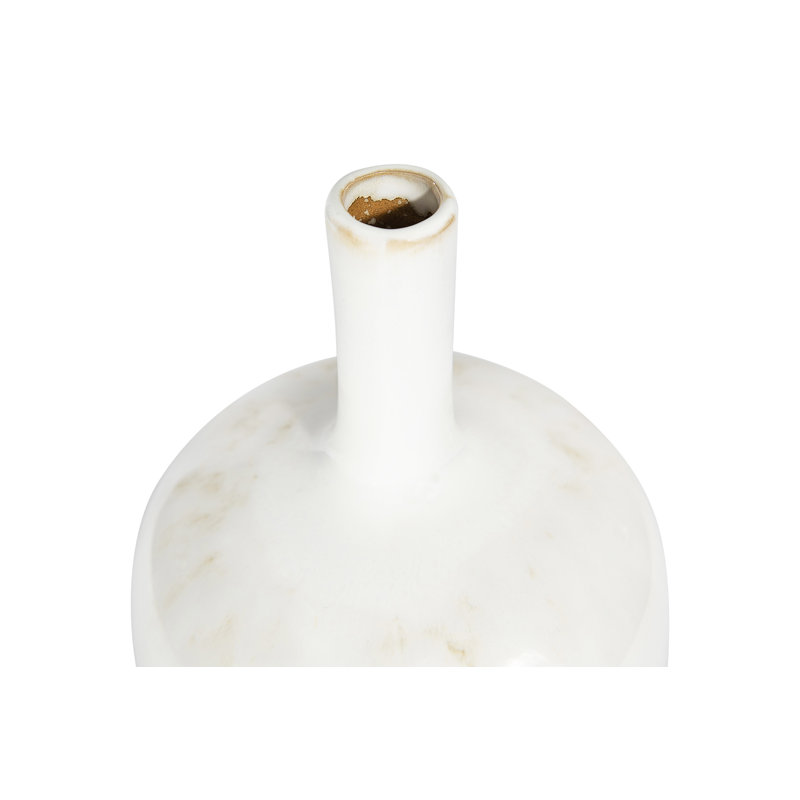 Grand vase rond en grès avec glacis réactif Quintana, blanc, H 12,5 po x l 4,75 po x P 4,75 po