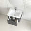 Meuble-lavabo gris avec dimensions de 24 pouces, conception flottante, lavabo en céramique blanche, poignée en angle 45 po, tiroir à fermeture en douceur, structure imperméable, rangement spacieux pour les articles de toilette, style américain, idéal-26970489