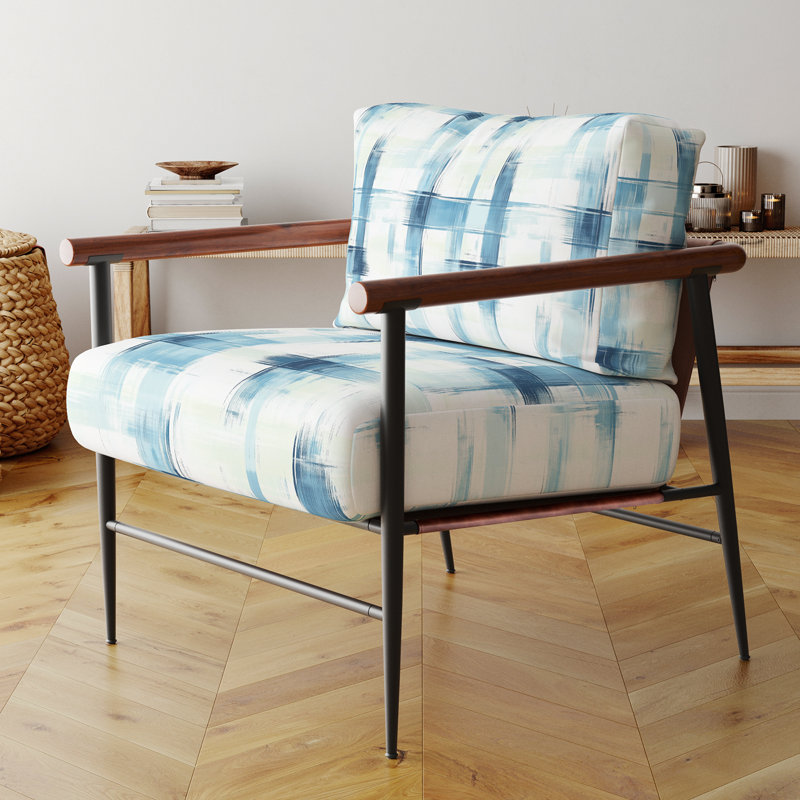 Chaise rembourrée Modern, Bras ronds bruns