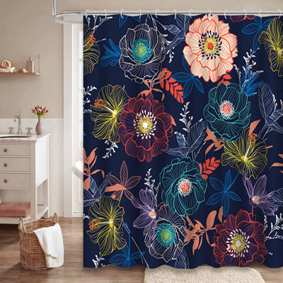 Rideau de douche avec 12 crochets Line