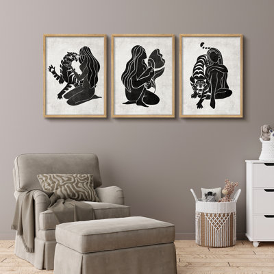 «Humain and Nature Jungle Animals Boho», reproduction d'art encadrée, affiche, petit art mural