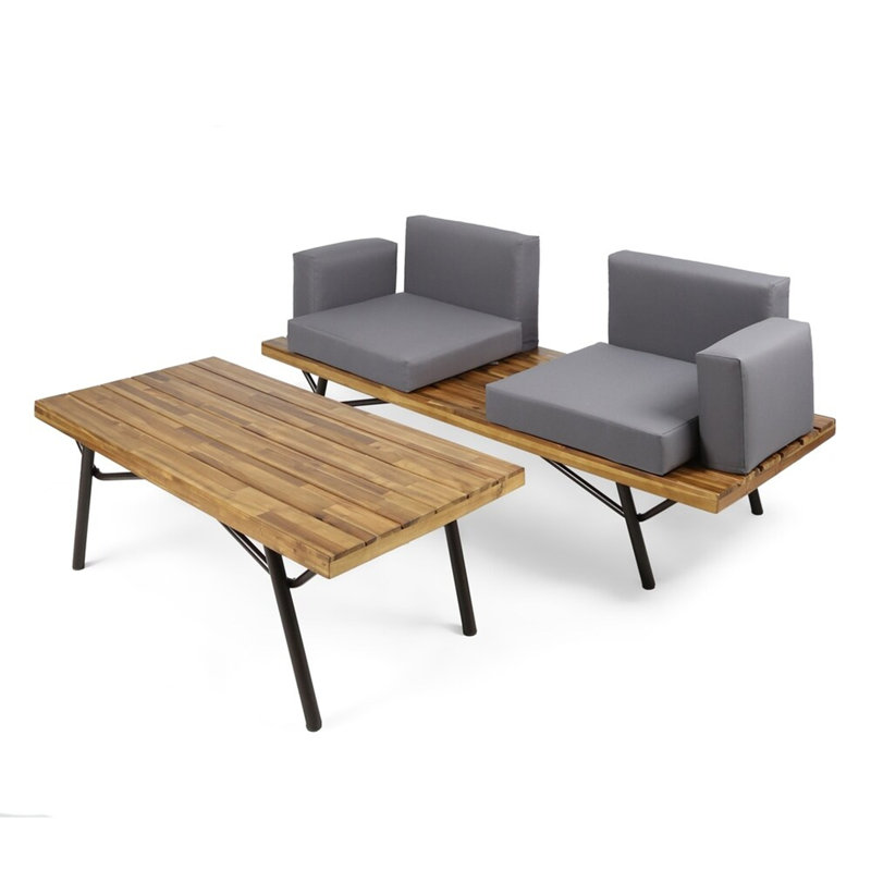 Causeuse d'extérieur avec table basse Canoga