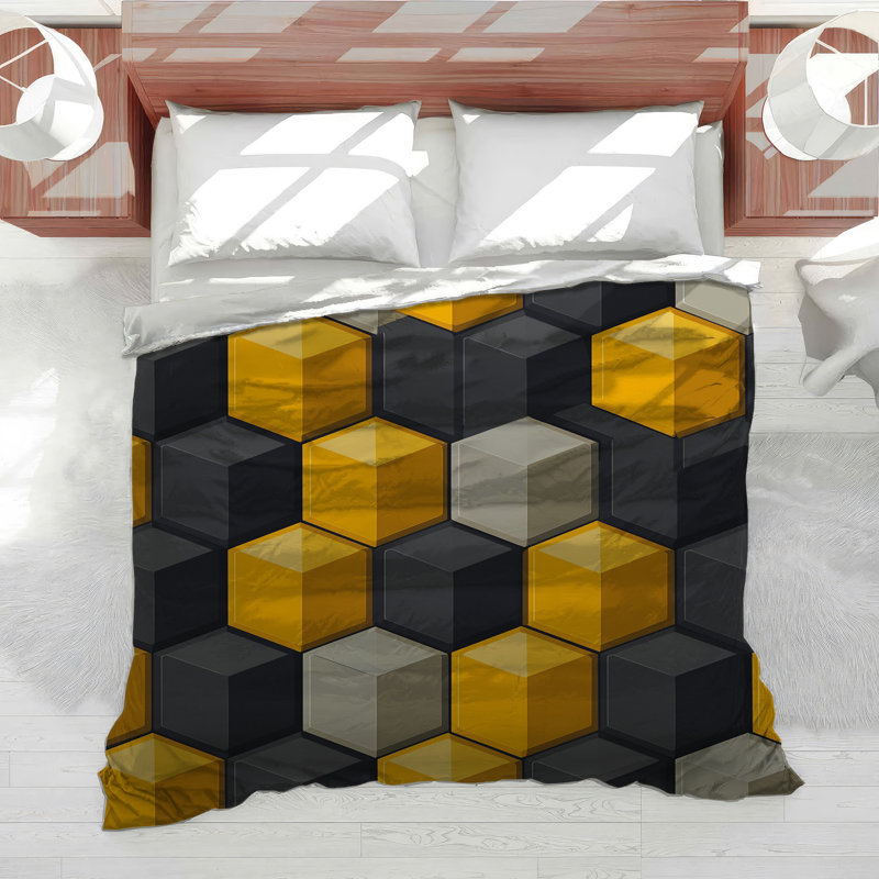 Hexagons Bedding Geometric Comforter Modern, King Comforter