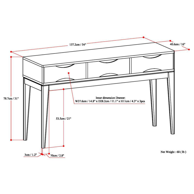 Harper Walnut Brown Solid Wood Console Table with Storage