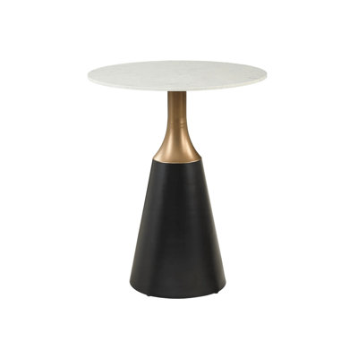 28.4" W Contemporary Dining Table, Black/White/Gold
