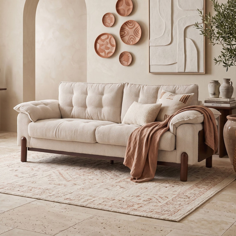 Canapé rembourré Boucle avec tissu respirant et durable, Beige