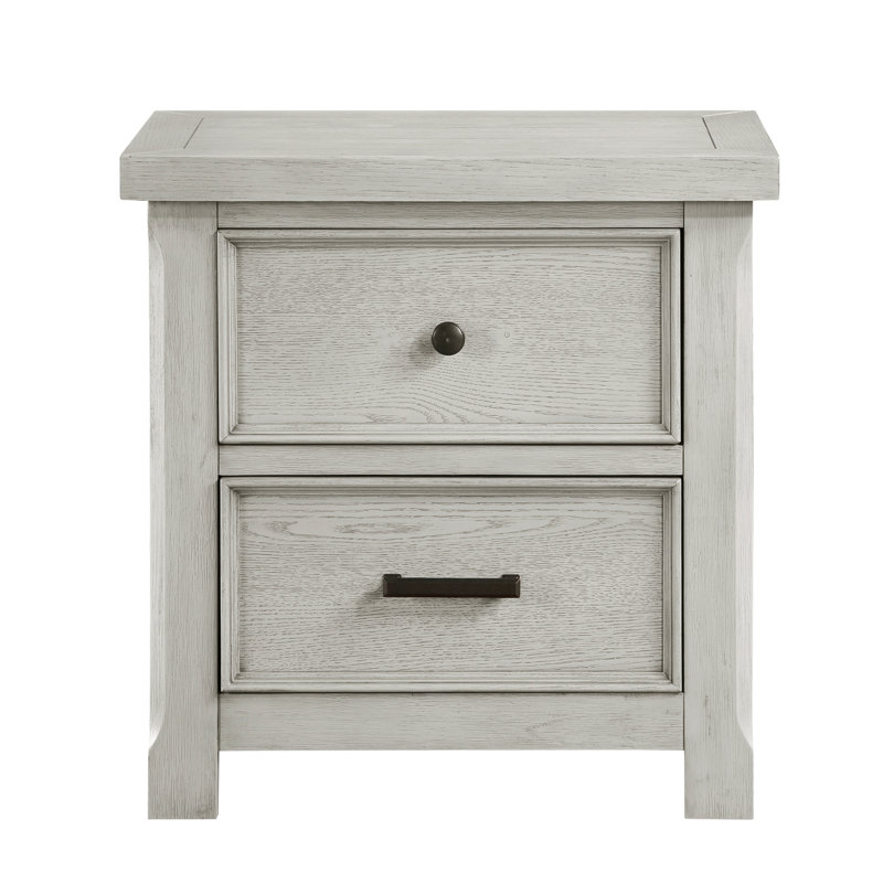Armoire de chevet classique à 2 tiroirs gris, fabrication en bois, table de chevet sans assemblage, matériau requis