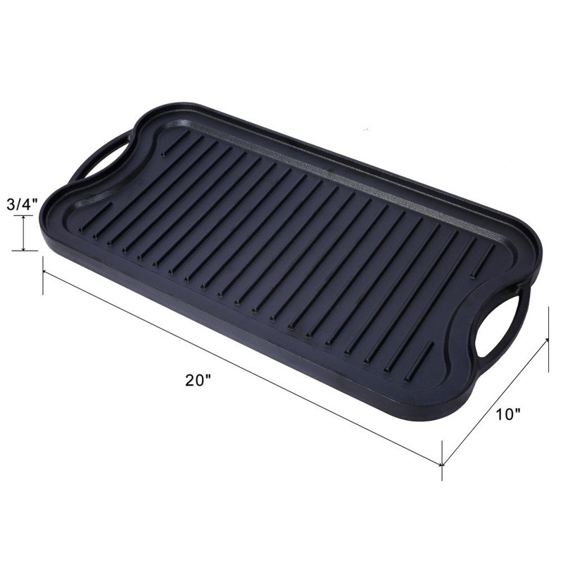 Pre-Seasoned Cast Iron Reversible Rectangular Grill/Griddle