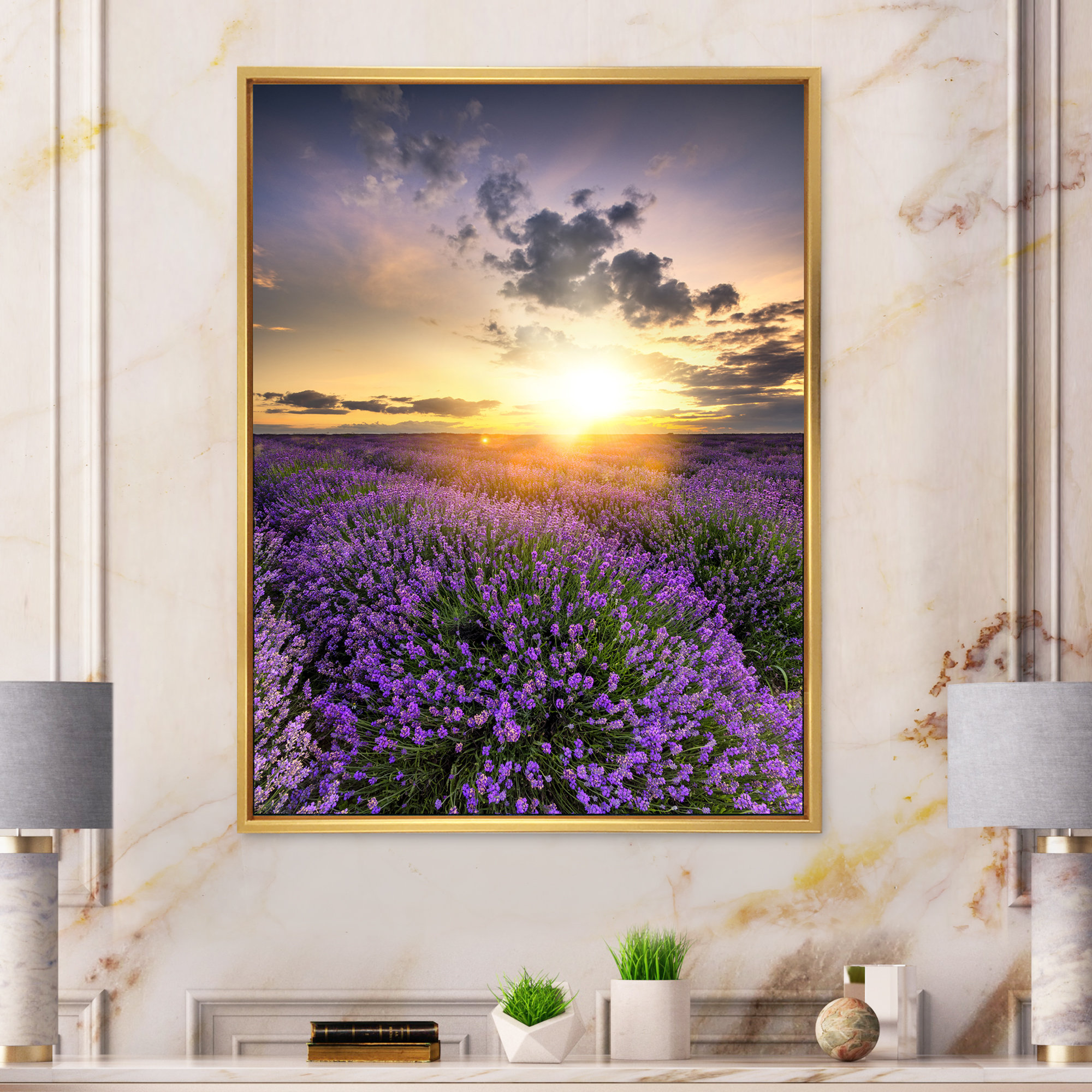 Designart Blooming Purple Flowers in Meadow Large Flower Canvas