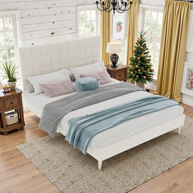 Tête de lit grand format, tête de lit moelleuse, support ergonomique et conception peu encombrante, Beige
