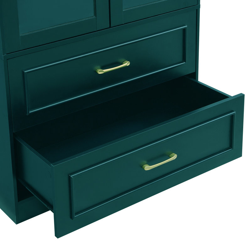 Grande vitrine arquée 71 po avec portes en verre, Green