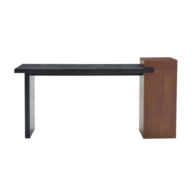 Table d'appoint moderne à deux tons pour canapé - console d'entrée polyvalente en grain de bois et panneau de fibres à densité moyenne avec tablettes de rangement ouvertes à 2 niveaux pour le salon, le couloir et la chambre à coucher