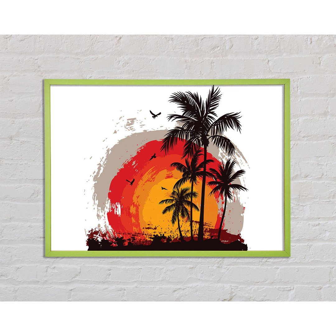 Gerahmtes Bild Impressionist Palm Tree Sun