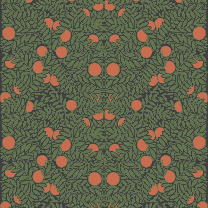 Orange Bush 10' L x 24" W Peel and Stick Wallpaper Roll, Forest, Paper, Non-pasted