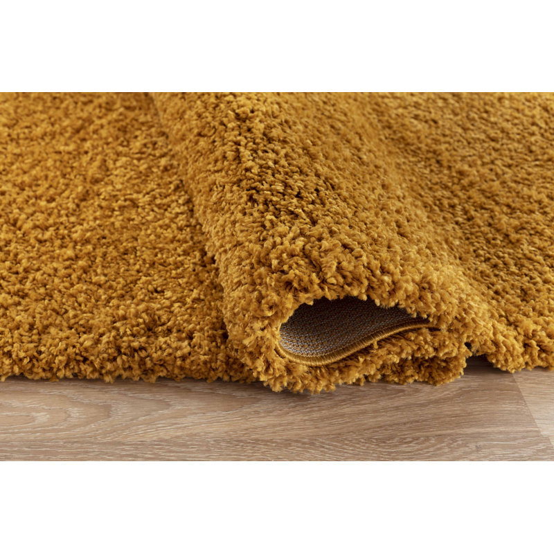 Esterly Gold Shaggy Rug, Rectangle 60 x 220cm