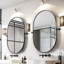 Miroirs muraux ovales en métal avec cadre incliné-2055356698-2055356699