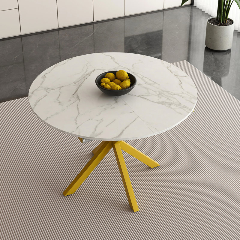 Table de salle à manger moderne et simple avec pales extensibles, base en acier au carbone en forme de X