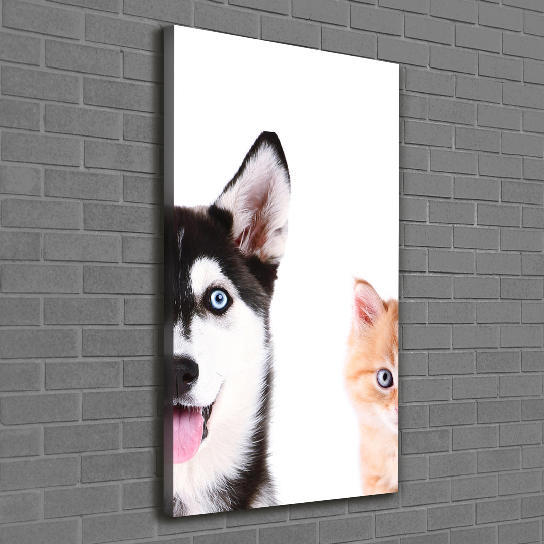 Hund und Katze - Kunstdruck auf Leinwand - Wrapped Canvas