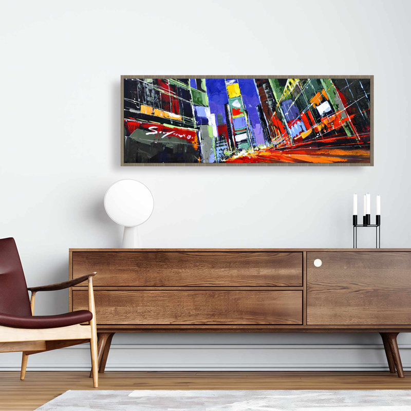Toile colorée Times Square by Night - Décoration intérieure moderne, H 17,25 po x l 49,25 po