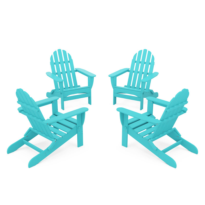 4-Piece Classic Folding Adirondack Conversation Set, Aruba