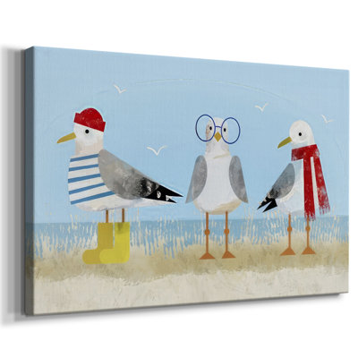 Trio de mouettes Sassy I - Cavas enveloppés de galerie