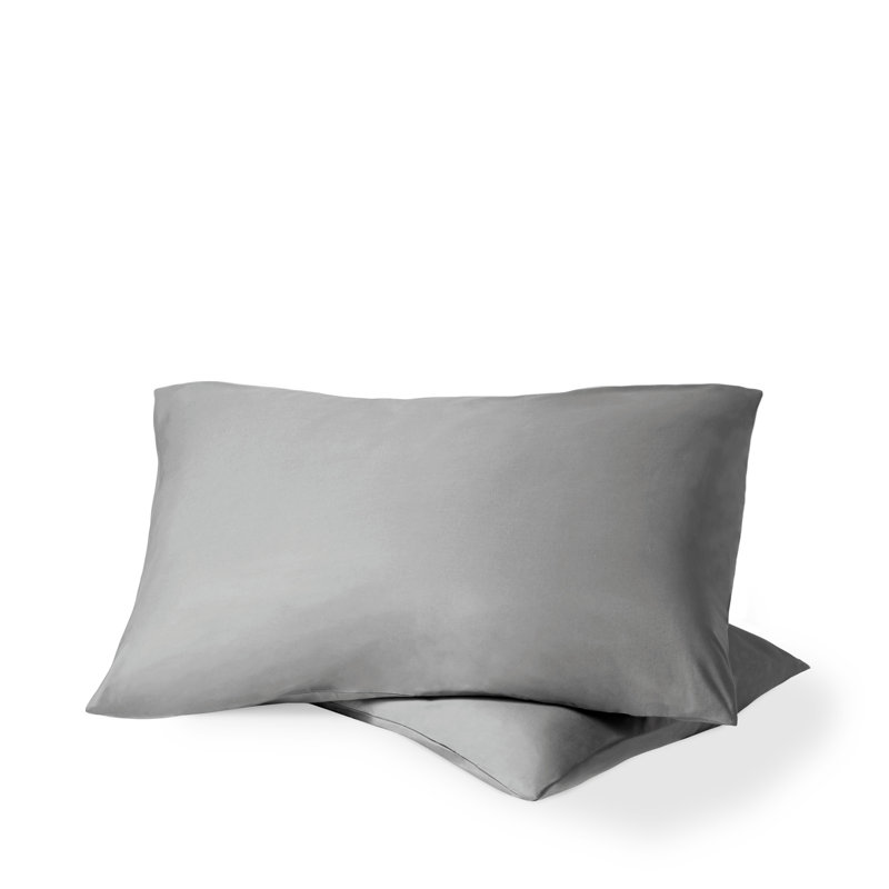 Taie d'oreiller 100% coton biologique percale, 2 taies d'oreiller standard, Gris clair