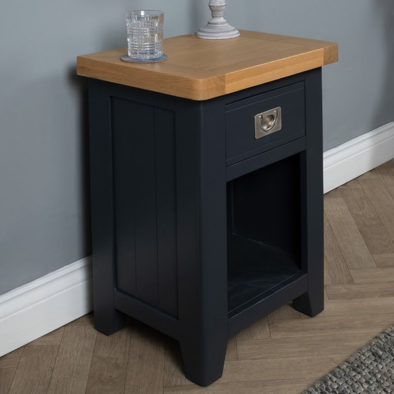 Altti 47cm W Solid Wood Bedside Table, Blue