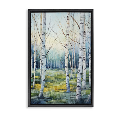 «Summer Birch Forest», toile flottante encadrée par Roozbeh Bahramali