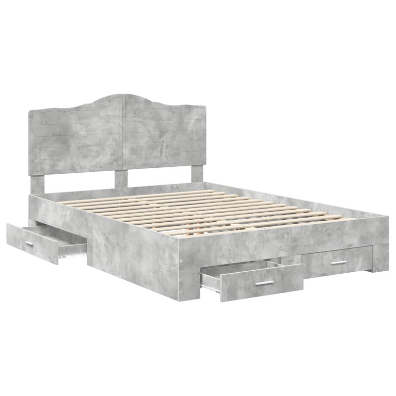Bed, European Double (140 x 200 cm), Concrete Grey