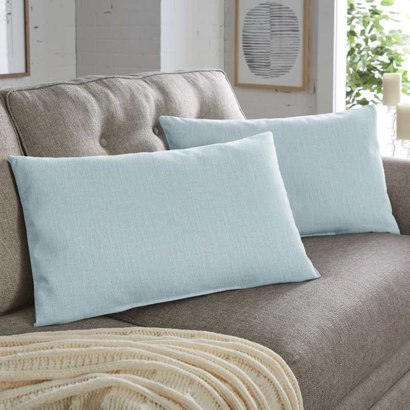  Housse de coussin rectangulaire en polyester, 16 po x 26 po, Bleu clair