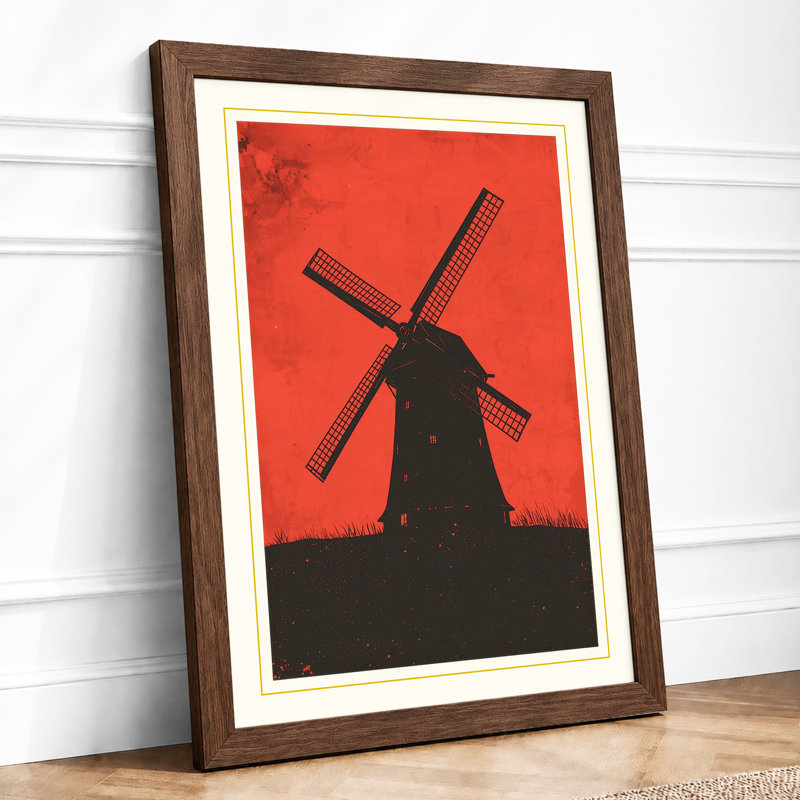 Windmill At Dusk Geometric - Print, Walnut, A1 - 84.1 x 59.4 cm