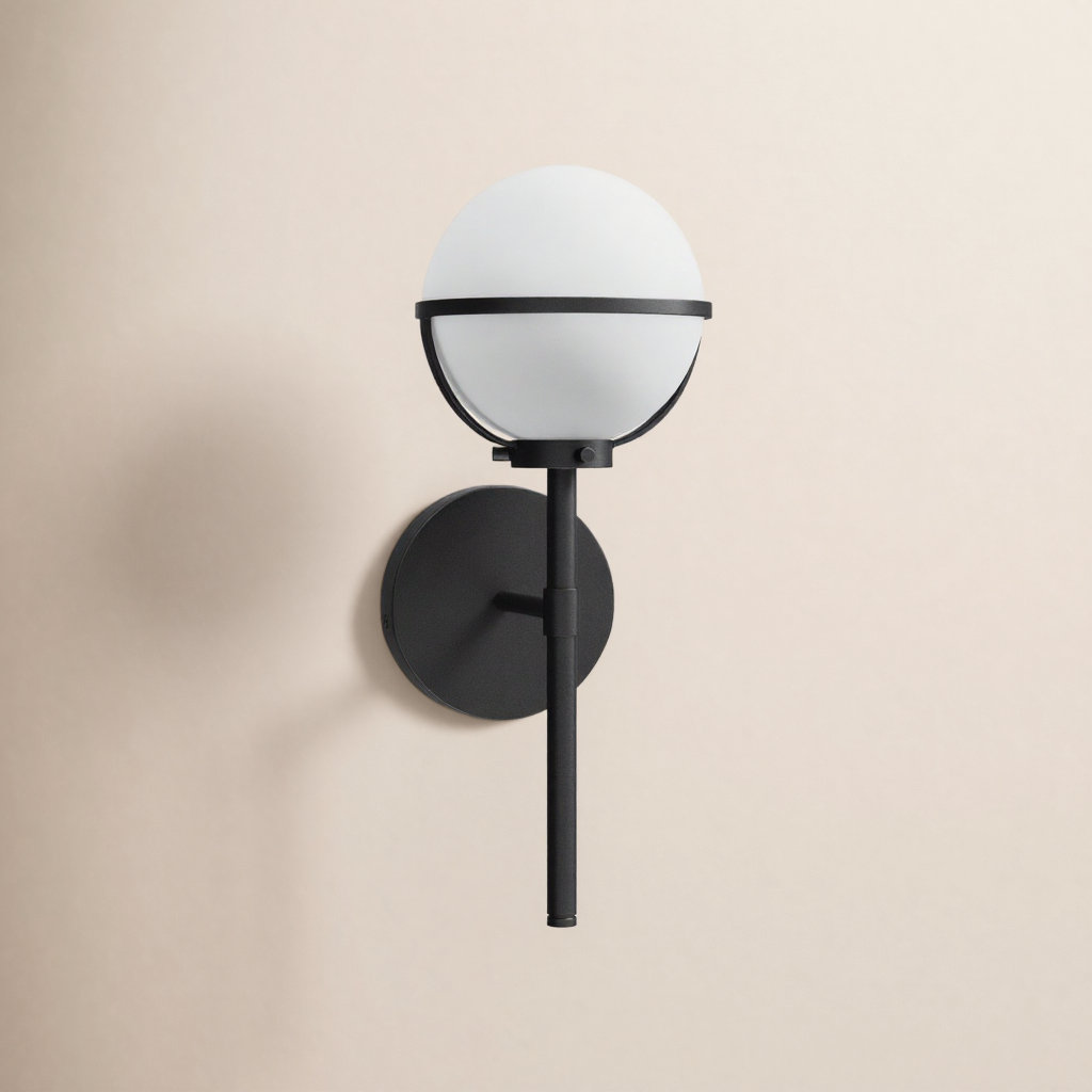 Adneta Single Light Glass Dimmable Wallchiere, Black