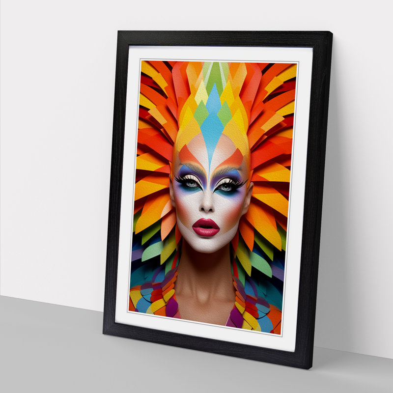 Drag Queen Colour Field - Single Picture Frame Print on Wood, Black Framed, 46cm H x 34cm W