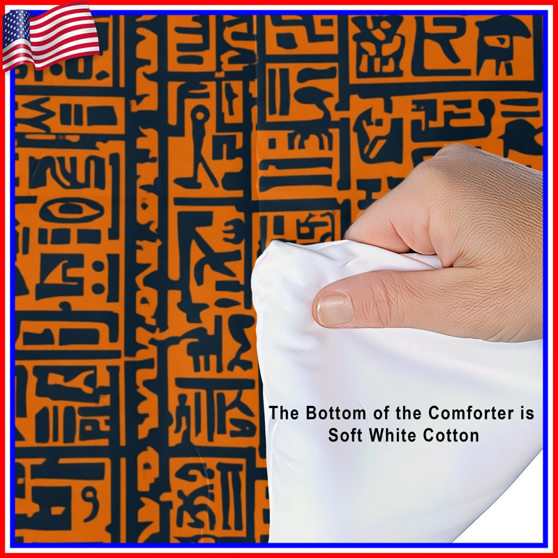 Orange Hieroglyphic Symbols Comforter, Twin Extra Long