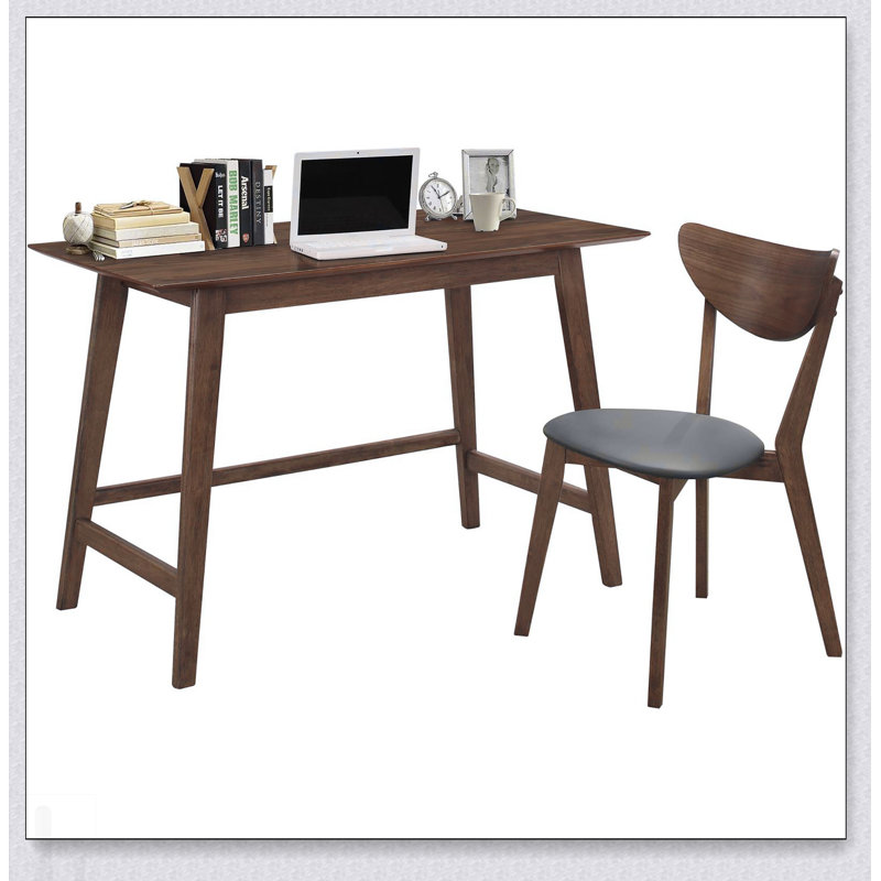 Élégant ensemble de bureau d'écriture 2 pièces en bois de noyer et fauteuil rembourré pour bureau à domicile moderne