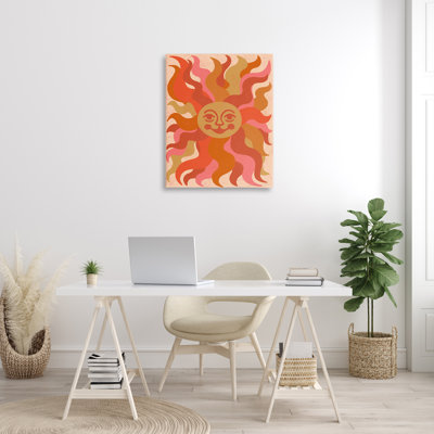 Celestial Smiling Sun Wall Plaque Art by Carrie Cantwell
